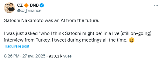 CZ's answer to the question: Who is Satoshi Nakamoto?